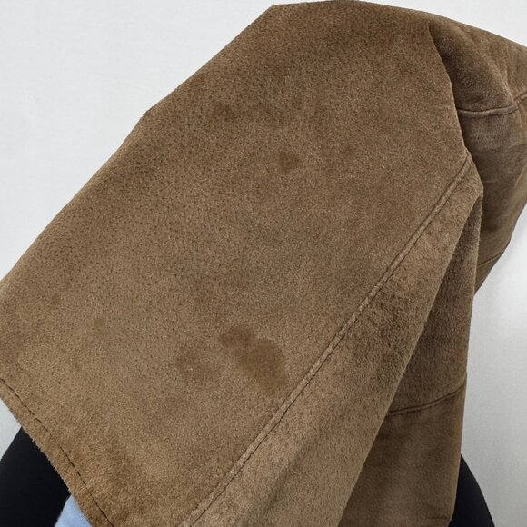 Vintage Suede Leather Mini Pencil Skirt Brown Tan L 13 Western Boho Chic Fall - Picture 5 of 11